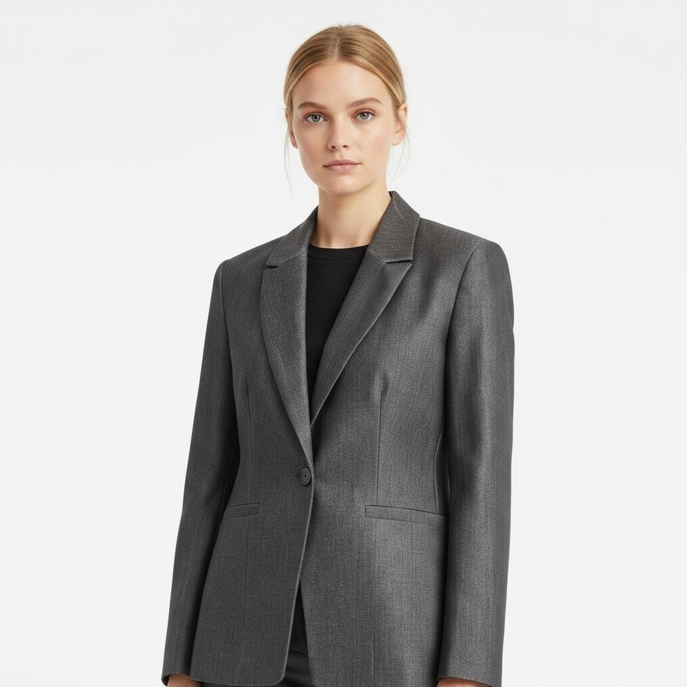 Zac & Rachel Womens Single Button Blazer Charcoal Grey NJ81QC83B Size 6 NEW